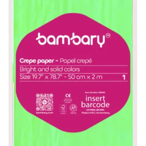 ART SUPPLIES BAMBARY CREPE PAPER 50 cm x 2 m 40% STRETCH A/S BAG LIGHT GREEN