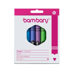 ART SUPPLIES BAMBARY CRAYON RND WAX 8X90MM BOX 24UNT..