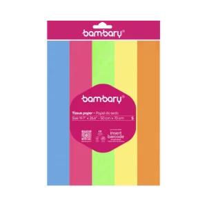 ART SUPPLIES BAMBARY PAPER TISSUE 50 X 70 cm A/S BAG X5 UNTMULTICOLOR SET