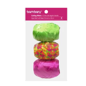 ART SUPPLIES BAMBARY CURLING RIBBON 5 MM X 10mts SET MULTICOLOR 4 ..