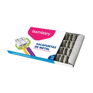 ART SUPPLIES BAMBARY ALUMINIUM SHARPENER 2 HOLES METALIC COLORS BOX 24UNT