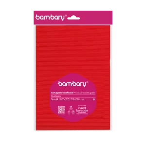 ART SUPPLIES BAMBARY CORRUGATED CARDBOARD 210 x 297 mm  A/S BAG x 6 UNT MULTICOLOR SET..