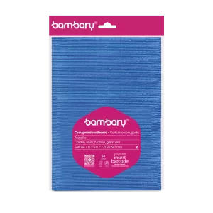 ART SUPPLIES BAMBARY METALLIC CORRUGATED CARDBOARD 210 x 297 mm A/S BAG x 6 UNT MULTICOLOR SET