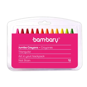 ART SUPPLIES BAMBARY CRAYON TRI JUMBO WAX 11X100MM PLASTIC CASE 12UNT