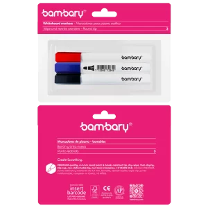 ART SUPPLIES BAMBARY WHITEBOARD MARKERS SET  1BLK, 1RD, 1BL 3 PIECES..