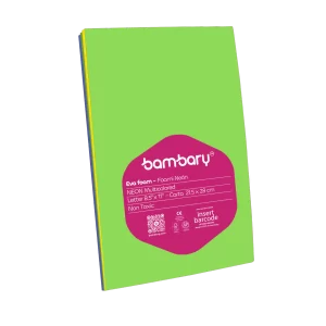 ART SUPPLIES BAMBARY  FLUORESCENT EVA FOAM SHEETS PKG x 10 UNT 215.9 x 279.4 x 1.8 mm MULTICOLOR..