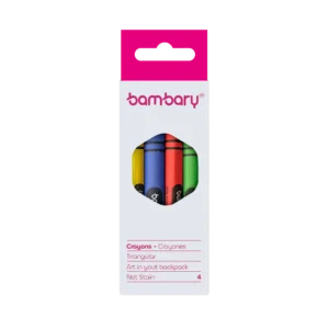 ART SUPPLIES BAMBARY CRAYONS RND WAX 8X90MM BOX 4 UNT