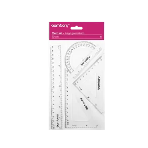 ART SUPPLIES BAMBARY GEOMETRY PLASTIC  SET CLEAR 20CM A/S 4UNT..