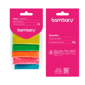 ART SUPPLIES BAMBARY GLITTER FLUORESCENT SET 1/64" 20 g NEON..
