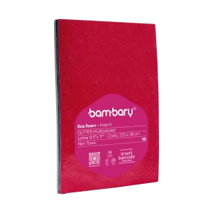 ART SUPPLIES BAMBARY GLITTER EVA FOAM SHEETS PCK x 10 UNT 215.9 x 279.4 x 1.8 mm MULTICOLOR..