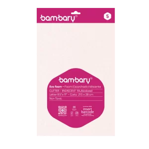 ART SUPPLIES BAMBARY GLITTER IRIDISCENT EVA FOAM SHEETS PCK x 5 UNT 215.9 x 279.4 x 1.8 mm MULTI...