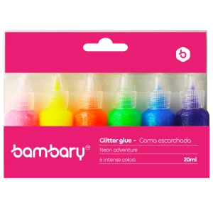 ART SUPPLIES BAMBARY NEON COLOR GLITTER GLUE SET 20 ml x 6 UNT..