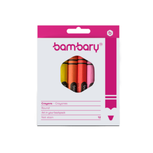 ART SUPPLIES BAMBARY CRAYONRND WAX 8X90MM BOX 12UNT