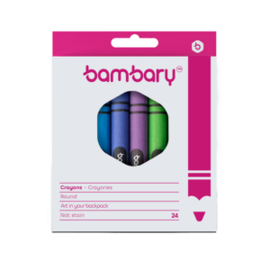 ART SUPPLIES BAMBARY CRAYON RND WAX 8X90MM BOX 24UNT..