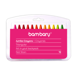ART SUPPLIES BAMBARY CRAYON TRI JUMBO WAX 11X100MM PLASTIC CASE 12UNT