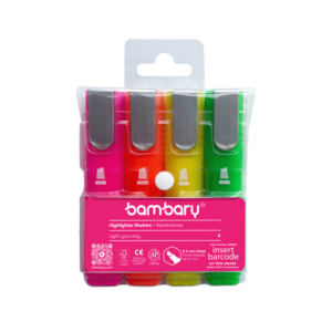 ART SUPPLIES BAMBARY HIGHLIGHTER MARKERS SET #3 4 PIECES..