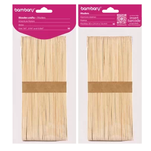 ART SUPPLIES BAMBARY WOOD CRAFT STICKS 200 x 24 x 1,6 mm A/S BAG x 50 UNT BURLY WOOD..