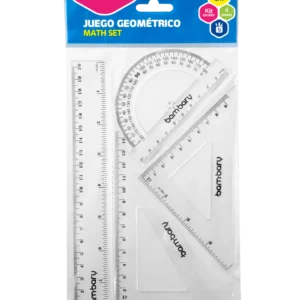 ART SUPPLIES BAMBARY GEOMETRY PLASTIC  SET CLEAR 20CM A/S 4UNT..