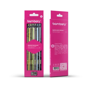 ART SUPPLIES BAMBARY PENCIL COLOR HEX PASTEL COLOR 7" X3.0MM SET 6 UNT + SHARPENER..
