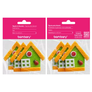 ART SUPPLIES BAMBARY FELT FIGURES - HOUSES - 3 PCS