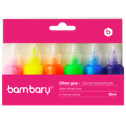 ART SUPPLIES BAMBARY NEON COLOR GLITTER GLUE SET 20 ml x 6 UNT..