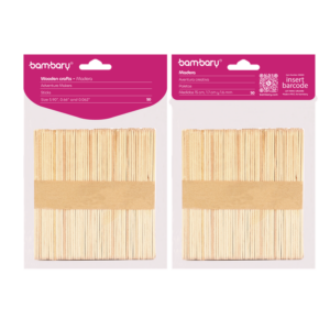ART SUPPLIES BAMBARY WOOD CRAFT STICKS 114 x 10 x 2 mm A/S BAG x 100 UNT BURLY WOOD..