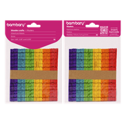 ART SUPPLIES BAMBARY NOTCHED WOOD STICK 114x10x2mm A/S BAGx50 UNIT MULTICOLOR..