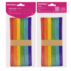 ART SUPPLIES BAMBARY WOOD CRAFT STICKS 200 x 24 x 1,6 mm A/S BAG x 50 UNT MULTICOLOR....