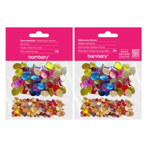 ART SUPPLIES BAMBARY ACRYL DIAMONTS MIX SET 2  300 PCS..