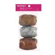 ART SUPPLIES BAMBARY PAPER RAFFIA 3.5 cm x 10 m A/S BAG x 3 UNT METAL MULTICOLOR SET 8..