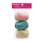 ART SUPPLIES BAMBARY PAPER RAFFIA 3,5 cm x 10 m A/S BAG x 3 UNT PEARL MULTICOLOR SET 9..