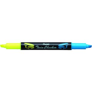 HIGHLIGHTER PENTEL TWIN TIP CHISELYELLOW / SKY BLUE
