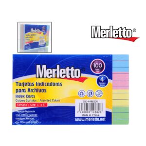 ART SUPPLIES MERLETTO INDEX CARDS COLORED 3''X5''