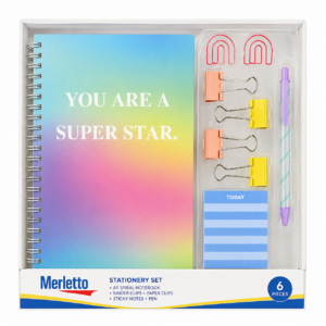 ART SUPPLIES MERLETTO STATIONERY SET (A5 SPIRAL NOTEBOOK PLAS). 24SETS/CTN