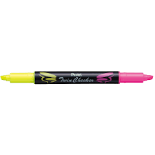 HIGHLIGHTER PENTEL TWIN TIP CHISEL YELLOW / PINK