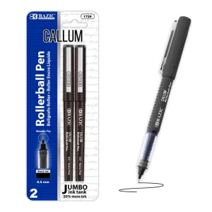 BAZIC CALLUM BLACK .5  ROLLERBALL PEN 2 PACK..