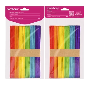 ART SUPPLIES BAMBARY WOOD CRAFT STICKS 150 x 17 x 1,6 mm A/S BAG x 50 UNT MULTICOLOR..