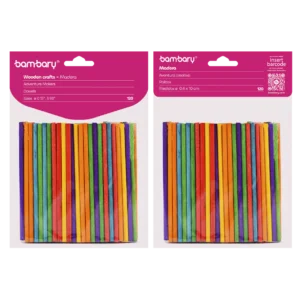 ART SUPPLIES BAMBARY WOOD DOWELS  ? 4 x 100 mm A/S BAG x 120 UNT MULTICOLOR..