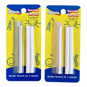 ART SUPPLIES MERLETTO ERASER RETRACTABLE WITH 10CM RULER WHITE 288CARDS/CTN
