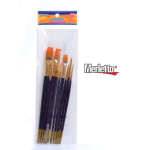 ART SUPPLIES MERLETTO BRUSH 10PCS ASSORTED SET # 2,6..