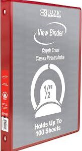 BINDER VIEW BAZIC 3 RING 1/2" RED W/POCKETS