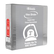 BINDER VIEW BAZIC 3 RING 3" GREY W/POCKETS