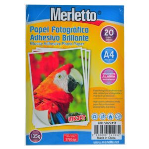 ART SUPPLIES MERLETTO GLOSSY ADHESIVE INKJET PHOTOGRAPHIC PAPER 20 SHEETS