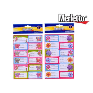 ART SUPPLIES MERLETTO SCHOOL ADHESIVE LABELS 12PCS