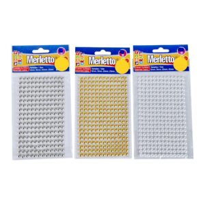 ART SUPPLIES MERLETTO DIAMOND STICKERS IN 3 COLORS (GOLD, SILVER, WHITE) SIZE 6MM