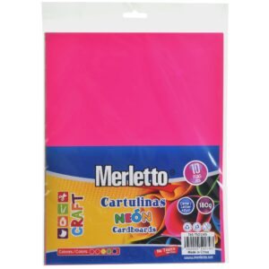 ART SUPPLIES MERLETTO SET OF 10 ASSORTED NEON COLORED CARDSTOCK