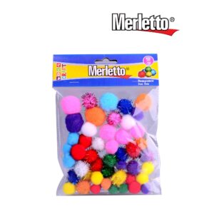 ART SUPPLIES MERLETTO ASSORTED POM POMS 50PCS